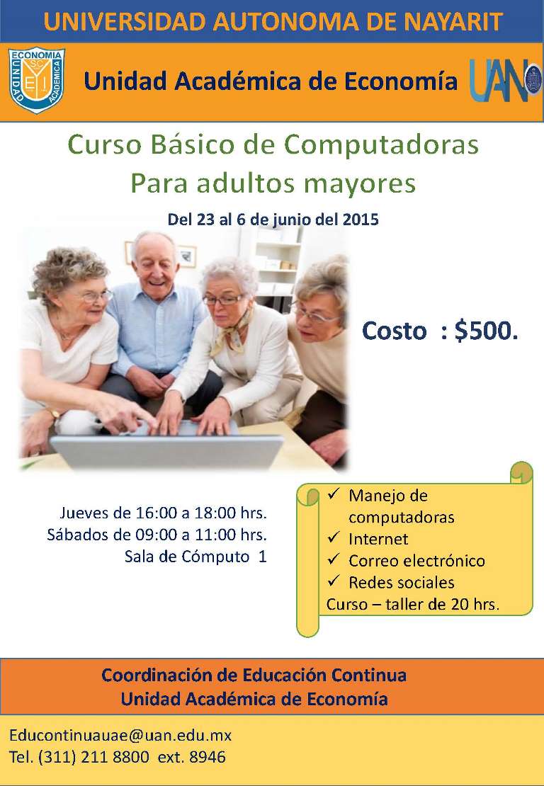 Curso básico de computadoras para adultos mayores - Universidad Autonoma de  Nayarit